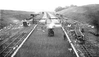 The East Lancs Road, as the A580 is still known locally, under construction in the early 1930's.