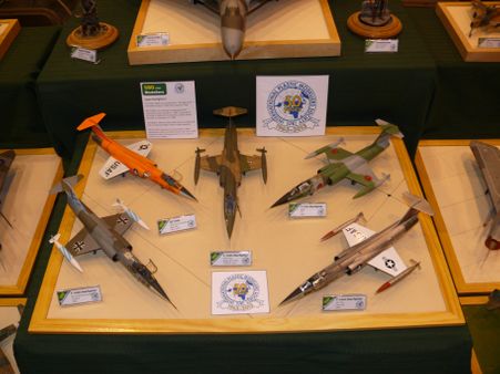 Co-operative effort:  At ScaleModelWorld 2013 three of the 580 crew provided models of the F-104 Starfighter in 1:48, including a very weathered orange target drone, which received a lot of interest.