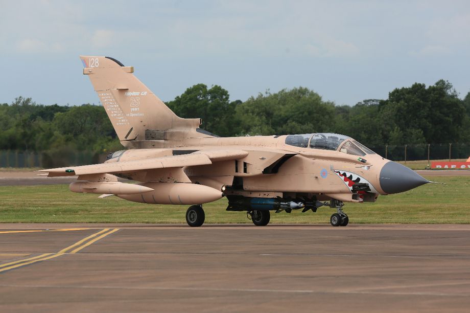 Tornado GR4 ZG750 ‘128’ at RIAT, Fairford in 2017 having been painted in a ‘desert pink’ colour to celebrate 25 years of Tornado GR Operations.  Photo © D. Draycott.
